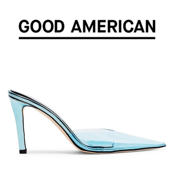 Good American 🩵 Glass Slipper Mules - Blue - Size 7 - Picture 2 of 7